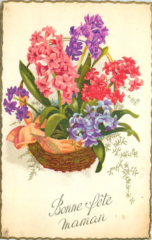 Mazzo di giacinti — Buon compleanno mamma — Fleurs GIL - Recto