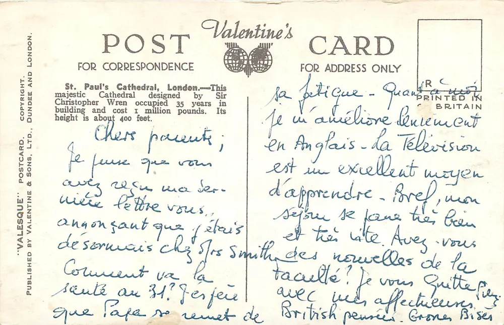 Katedra Świętego Pawła w Londynie — widok panoramiczny — Valentine's Postcard, nr L 4396 - Rewers