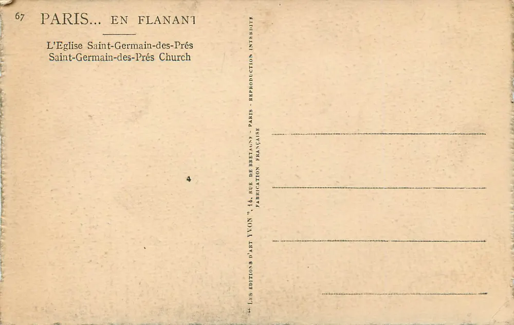 L'Église Saint-Germain-des-Prés — Paris — Éditions d'Art Ivon - Verso