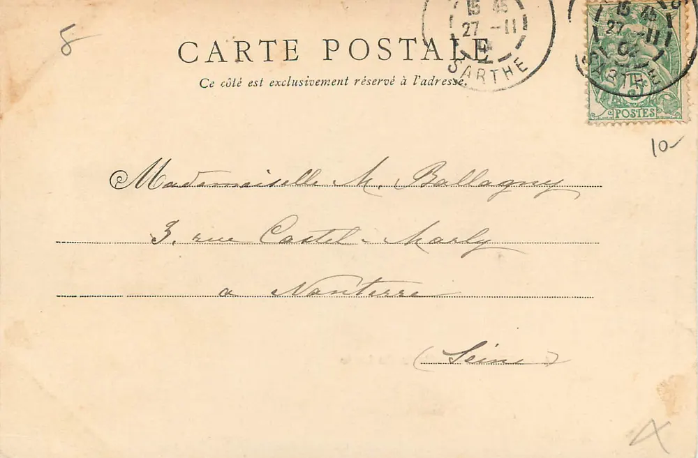 Sarthe — Castelo de Lude — Edição J. Bouveret, Le Mans - Verso