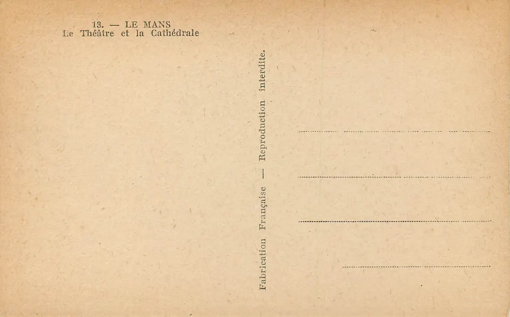 Le Mans — Le Théâtre et la Cathédrale — Édition française - Verso