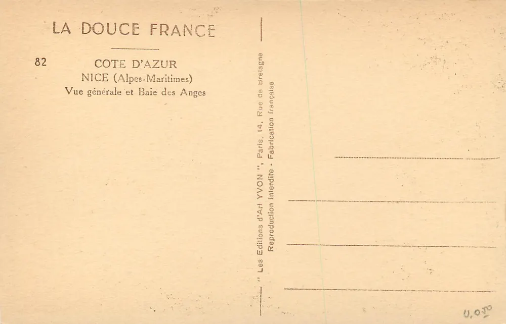 Allgemeiner Blick auf Nice — Bucht der Engel — Éditions d'Art YVON - Rückseite