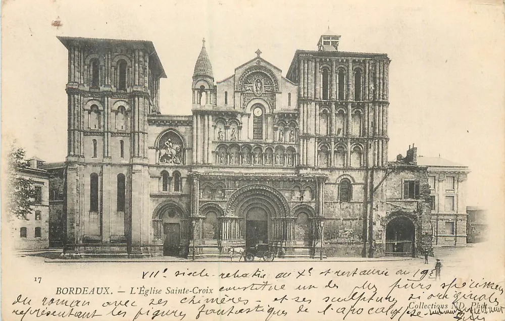 Bordeaux — L'Église Sainte-Croix avec ses chimères et ses sculptures historiques — éditeur ND, n° 17 - Recto