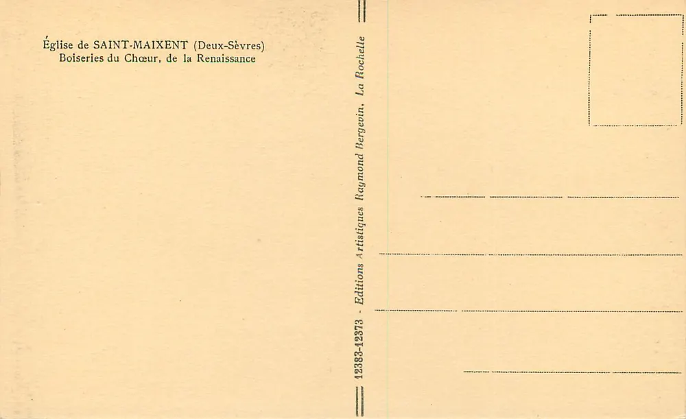 Kirche Saint-Maixent — Holzschnitzereien des Chors, Renaissance — Editions Ramuntocho - Rückseite