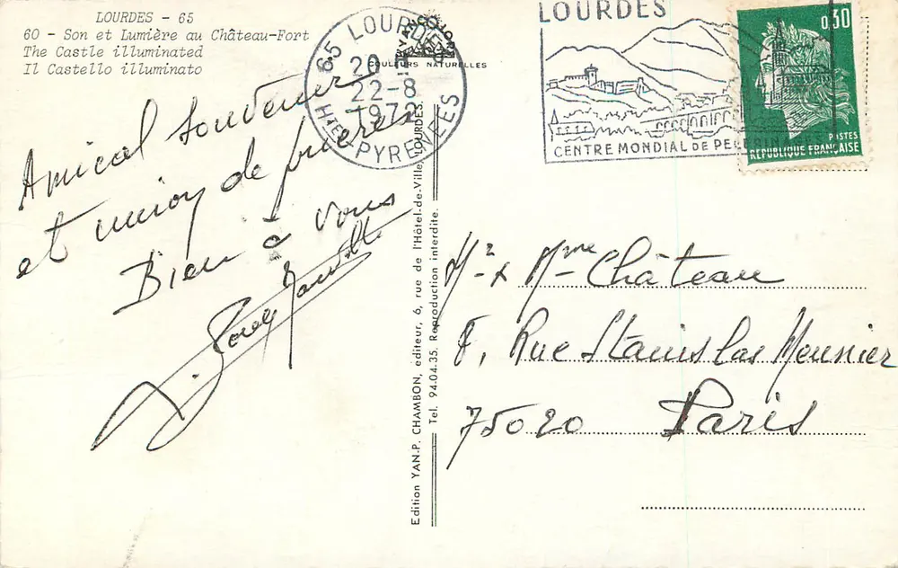 Lourdes - Le Château-Fort illuminé — Édition Yan P. Chambon, n°60 - Verso