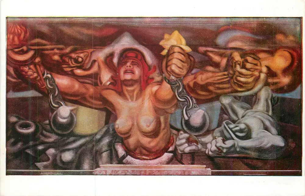 Der Tag der Freiheit — Große Wandmalerei von Alfaro Siqueiros — Nationalinstitut für Kunst, Mexiko - Vorderseite