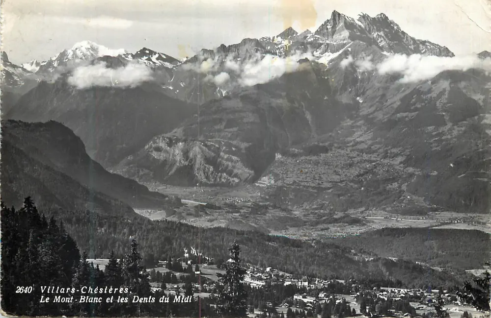 Villars-Chéstières — Mont-Blanc und die Dents du Midi — Marcel Rouge, Verleger Nr. 2640 - Vorderseite