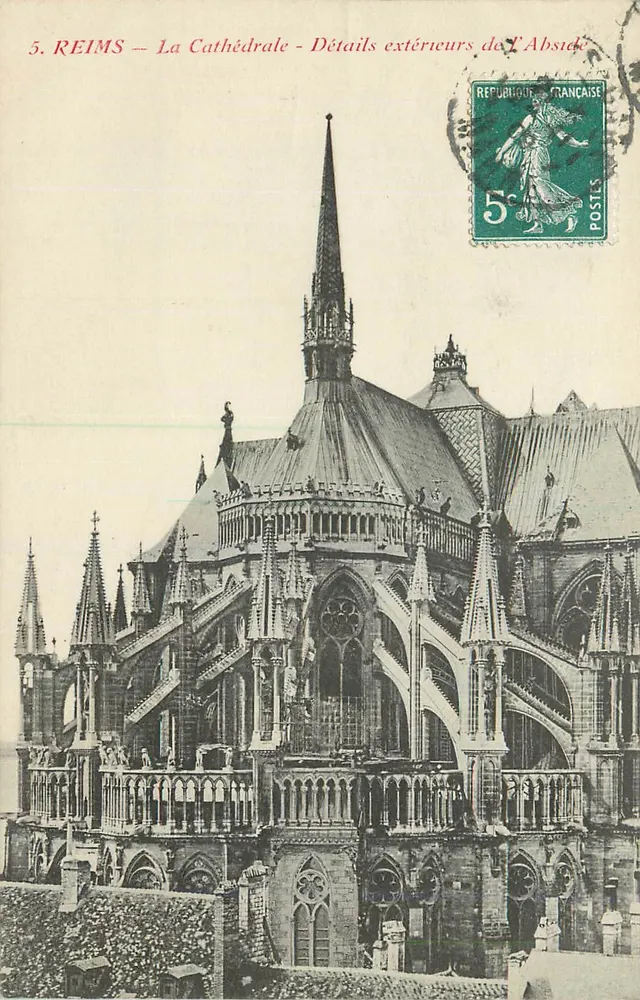Reims — La Cathédrale — Détails extérieurs de l'Abside — Éditeur non identifié, n° 5 - Recto