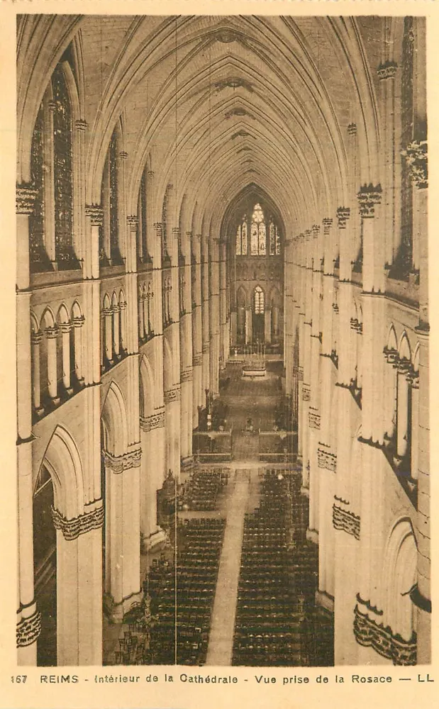 Reims — Innenansicht der Kathedrale — Aufnahme von der Rose — LL 167 - Vorderseite