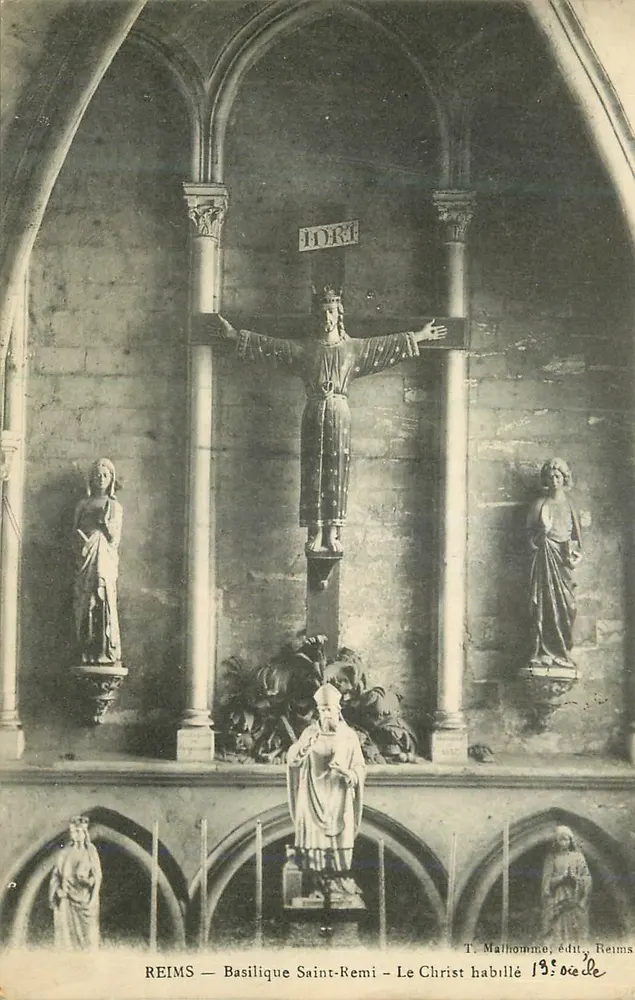 Reims — Basilique Saint-Remi — Le Christ habillé — T. Malhomme, édit., Reims - Recto