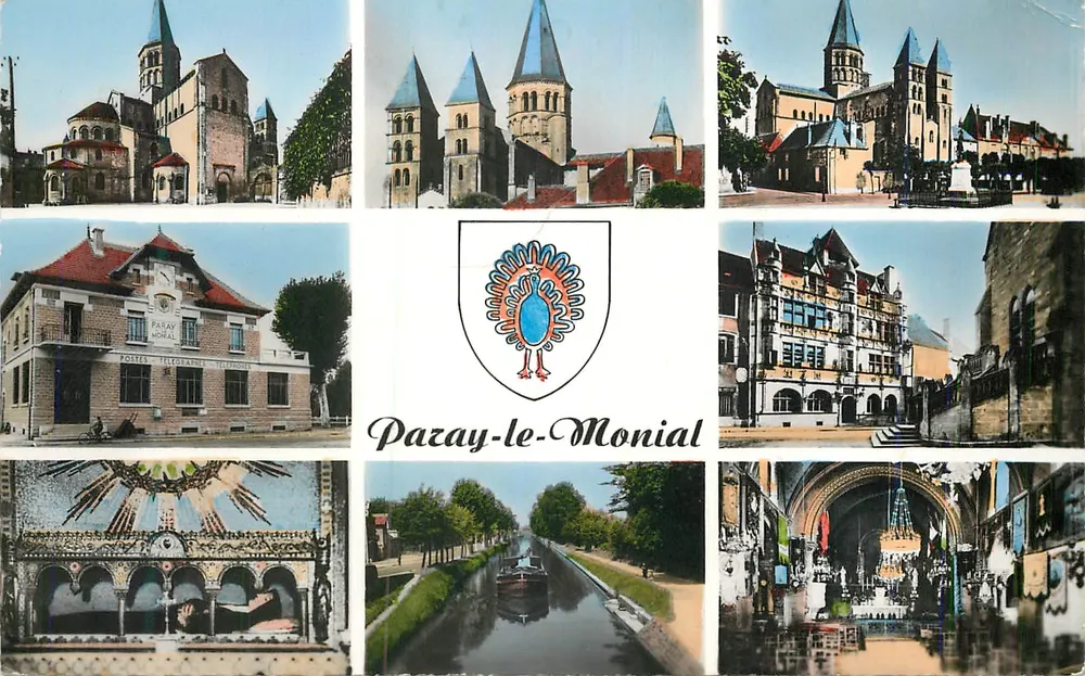 Pazay-le-Monial — Panoramablick und Monumente — unbekannter Verlag, Seriennummer 1591 - Vorderseite
