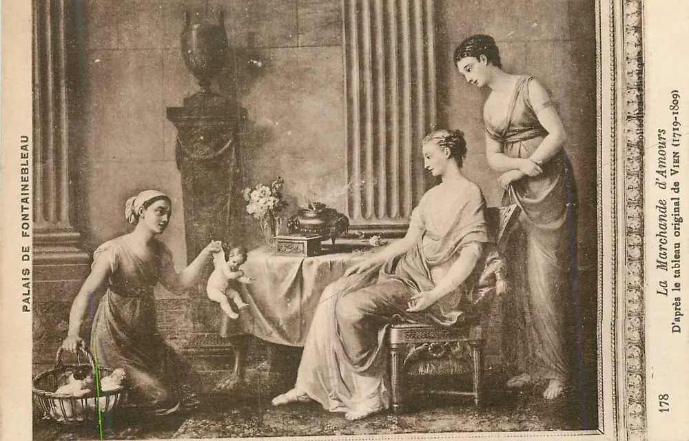 Die Verkäuferin der Liebe — Nach dem Originalgemälde von VIAN (1719-1809) — Schloss Fontainebleau, n°178 - Vorderseite