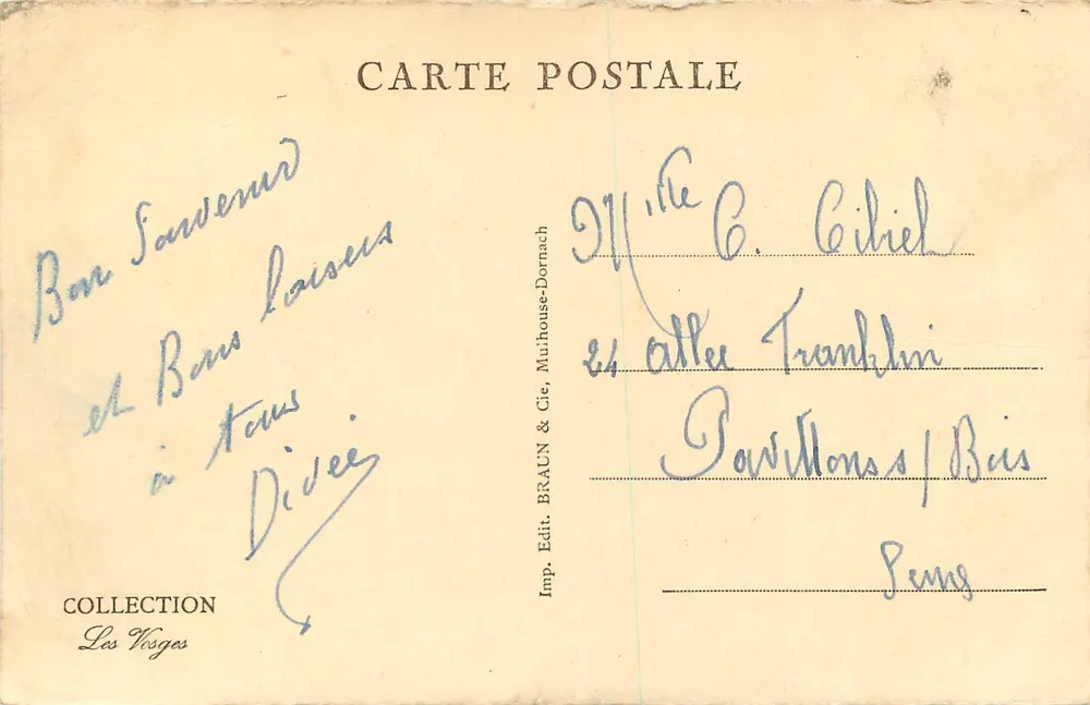 Épinal — Igreja de Nossa Senhora — Editor Braun & Cie, Muthouse-Dornach - Verso