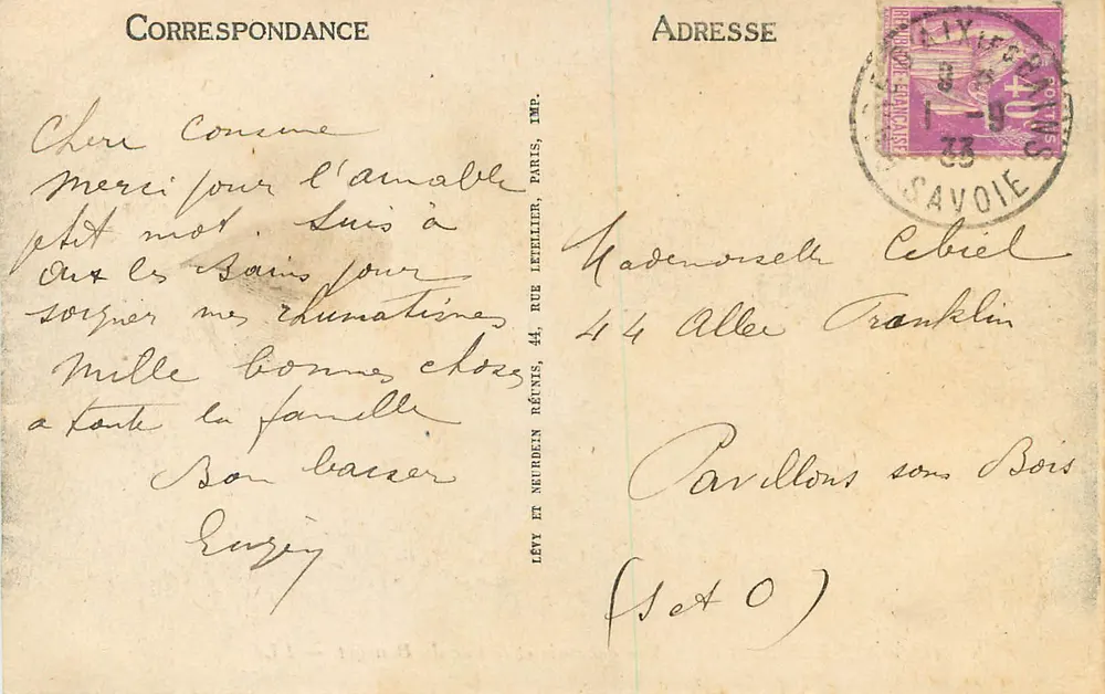 Aix-les-Bains — Vista geral e Lago do Bourget — LL - Verso