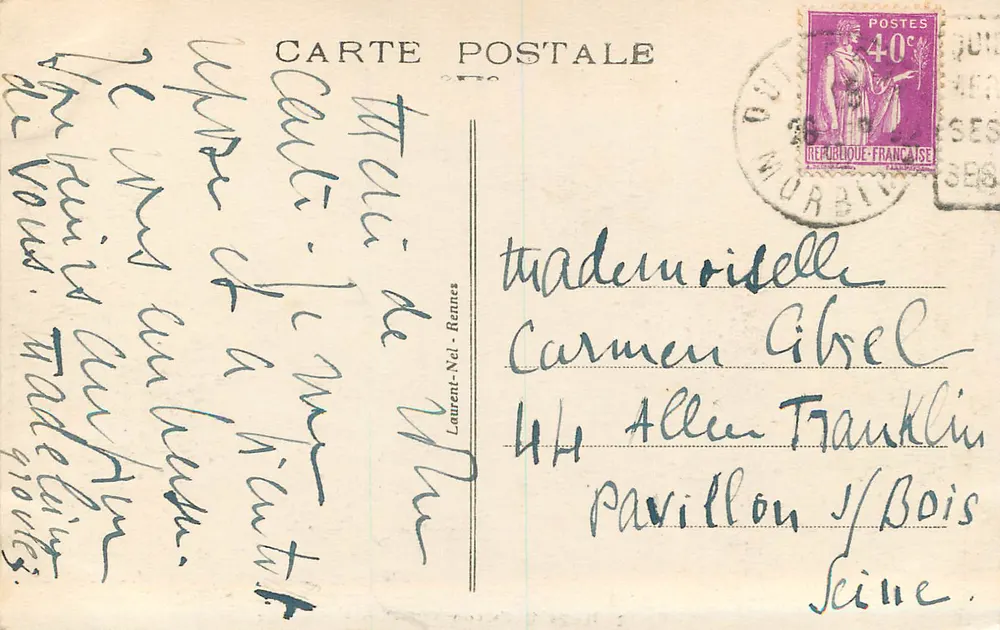 Presqu'île de Quiberon — Rochers de Port-Blanc — n°1197 - Verso
