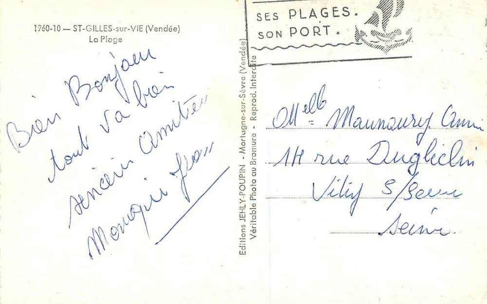 St-Gilles-sur-Vie (Vendée) — A Praia — Edições JEHLY-POUPIN - Verso