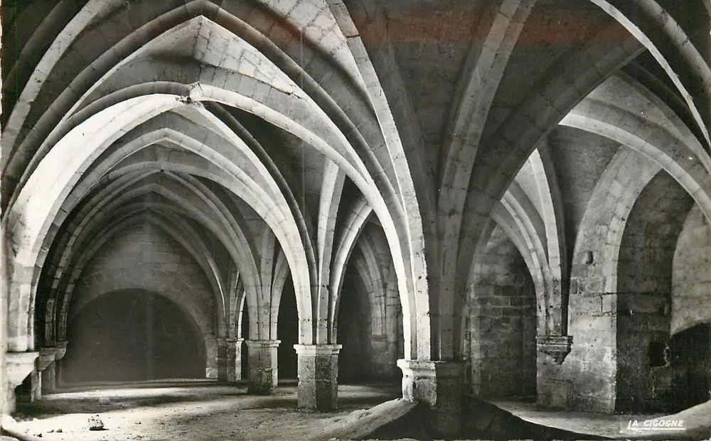 Interior de um celeiro gótico — A Cegonha — Edição André Leconte, Reims - Frente