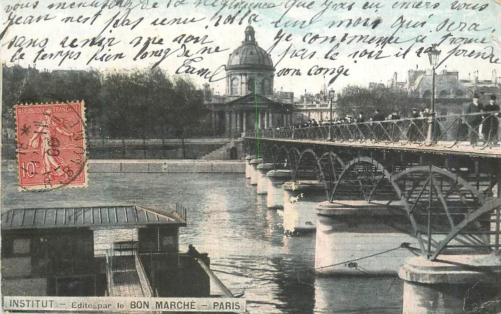 Pont de l'École Militaire — vue de la Seine avec le dôme de l'Institut de France — édité par le Bon Marché - Paris - Frente