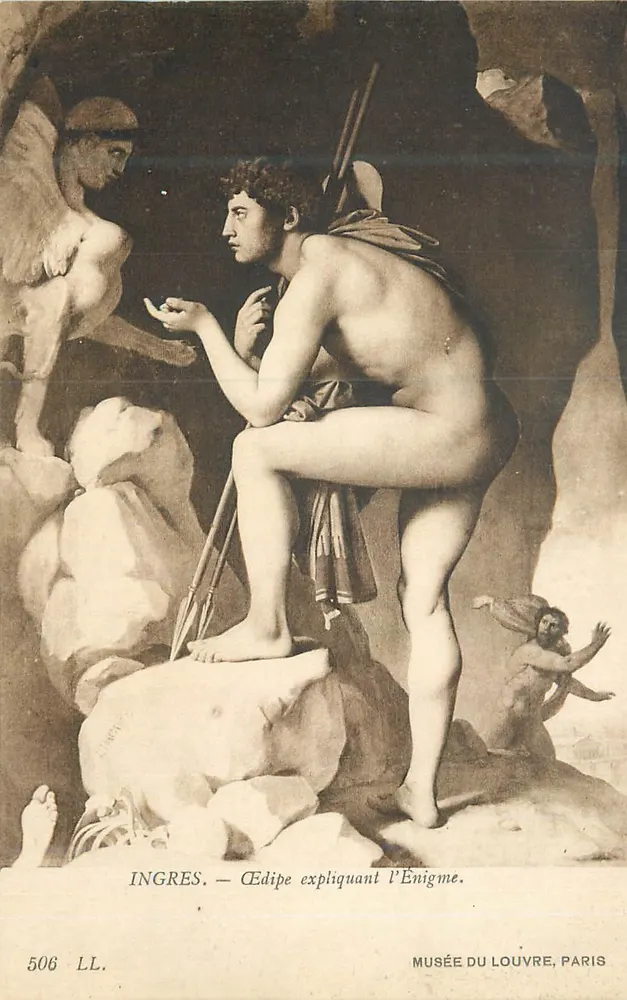 Édipo explicando a Enigma — Ingres — Museu do Louvre, Paris — série 506 LL - Frente
