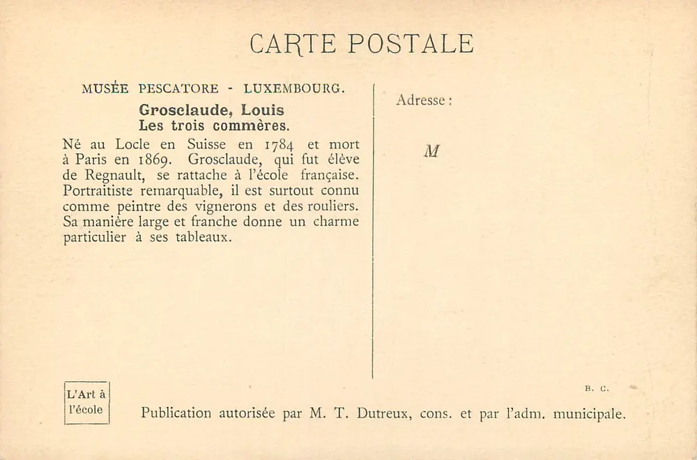 Les trois commères — Musée Pescatore - Luxembourg — Grosclaude, Louis - Verso