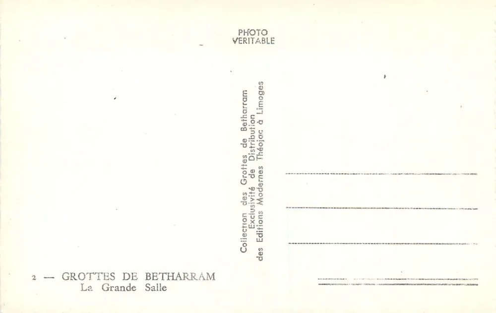 Grutas de Bétharram — A Grande Sala — Théojac - Verso
