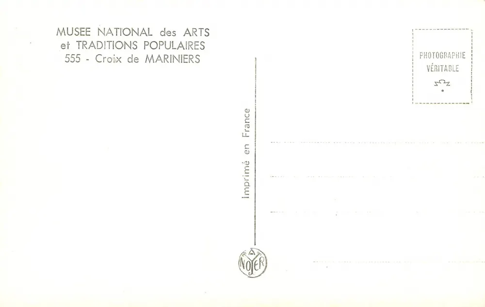 Croix de Mariniers — Musée National des Arts et Traditions Populaires — série 555 - Verso