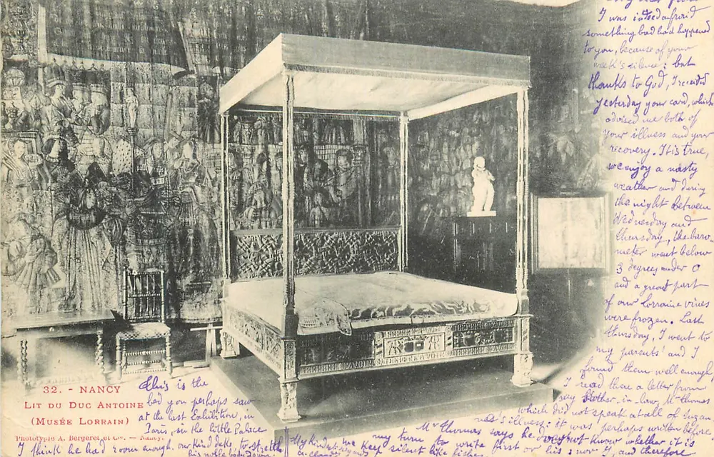 Leito do Duque Antoine — Museu Lorrain — Nancy — Foto Tipo A. Bergeret & Cie - Frente