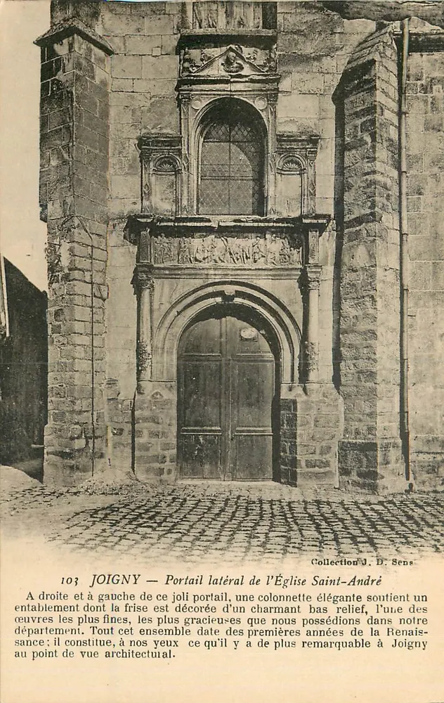 JOIGNY — Lateraal portaal van de Kerk van Sint-Andréas — Collectie J. D. Sens - Voorkant