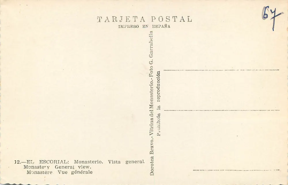 El Escorial — Vista geral — Dorotea Bravo - Verso