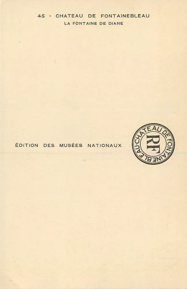 Schloss Fontainebleau — Die Fontäne der Diana — Edition der Nationalmuseen, Nr. 45 - Rückseite