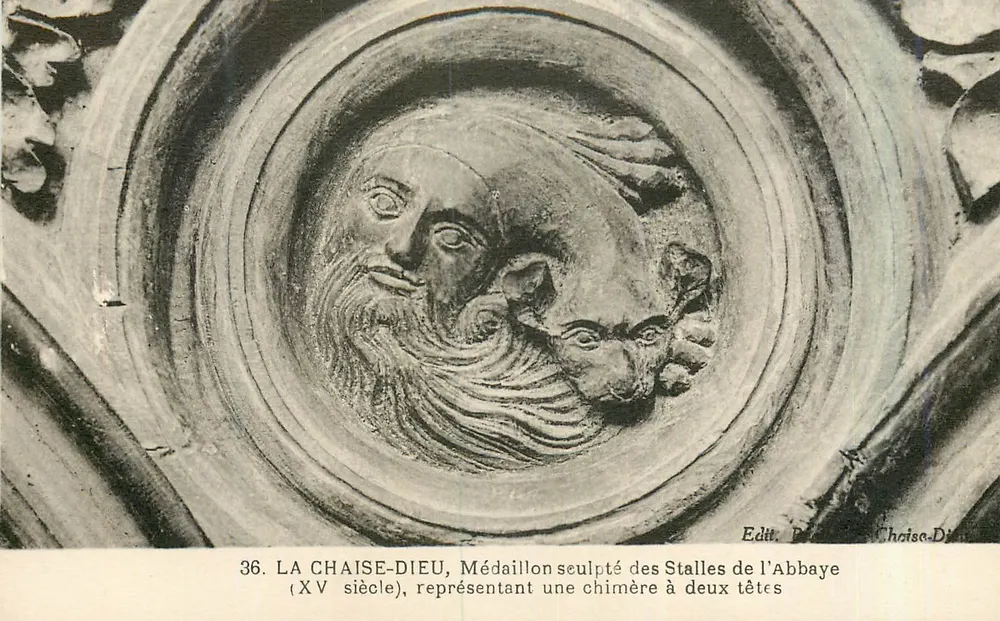 La Chaise-Dieu — Geschnitzte Medaille der Abtei-Bänke (15. Jahrhundert) — Edit. P. Chaise-Dieu - Vorderseite