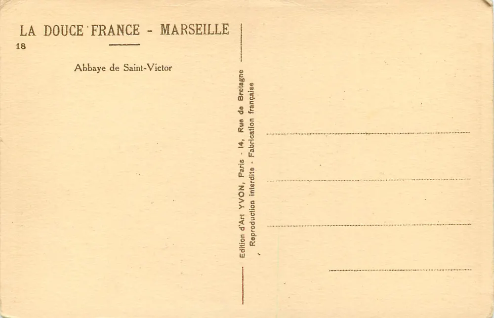 Abtei Saint-Victor — Breiagne — Edition YVON, Paris - Rückseite