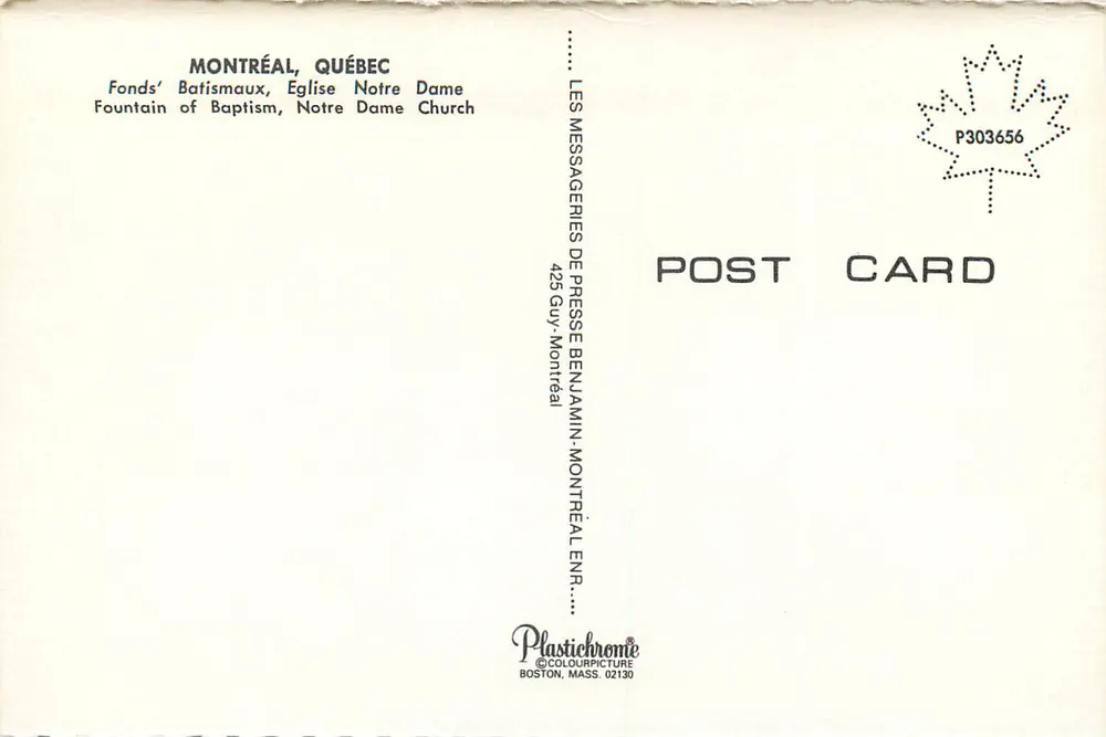 Fonds des Batismaux — Kirche Notre-Dame, Montreal — Plastichrome - Rückseite