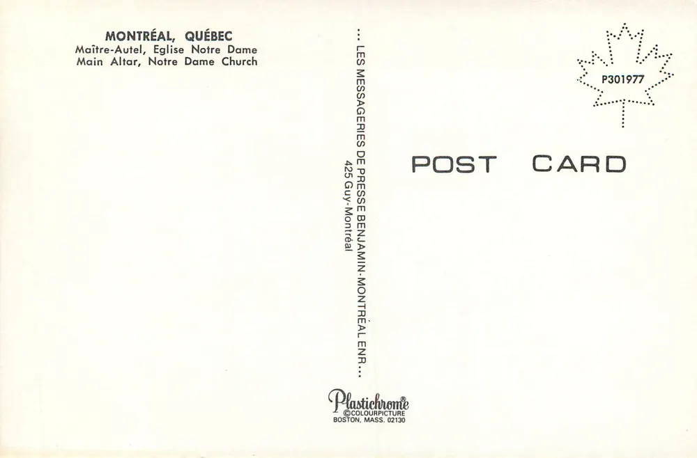 Montréal, Québec — Meisteraltar, Kirche Notre-Dame — Plastichrome - Rückseite