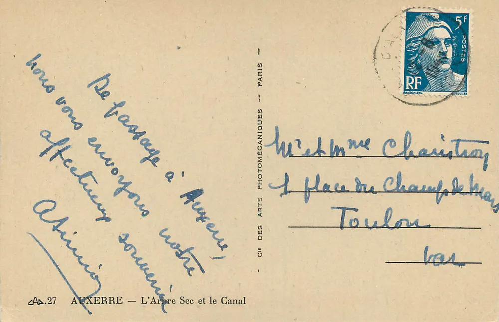 Auxerre — A Árvore Seca e o Canal — Cie des Arts Photomécaniques Paris - Verso