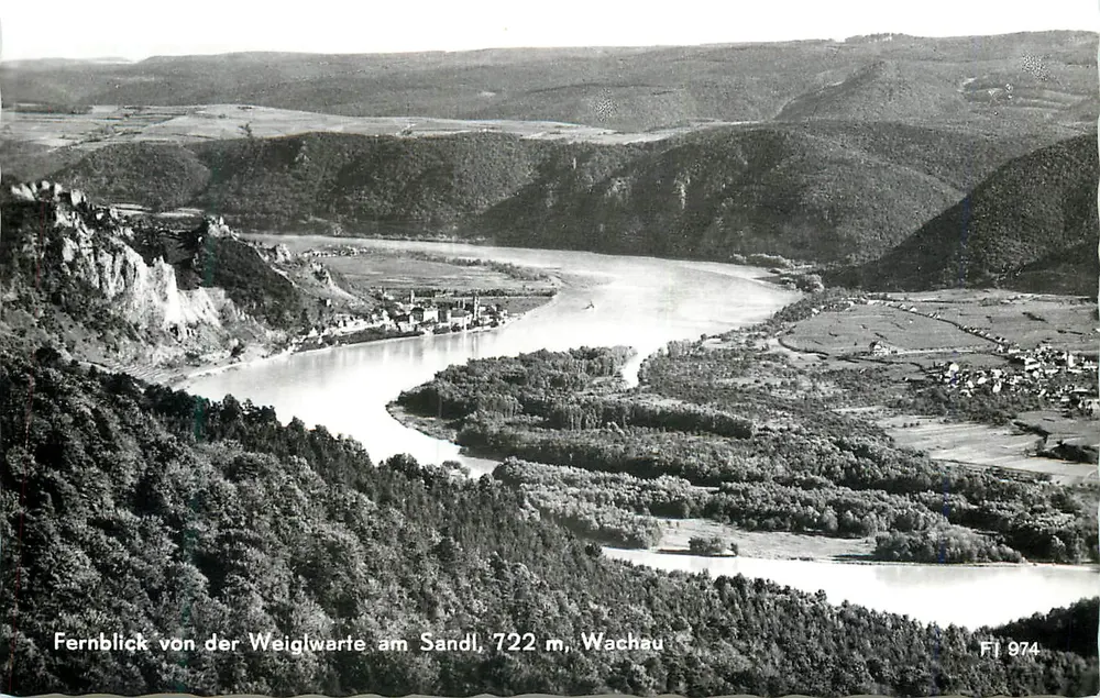 Fernblick von der Weiglwarte am Sandl, 722 m, Wachau — F. Ledermann, A 1011 Wien - Vorderseite
