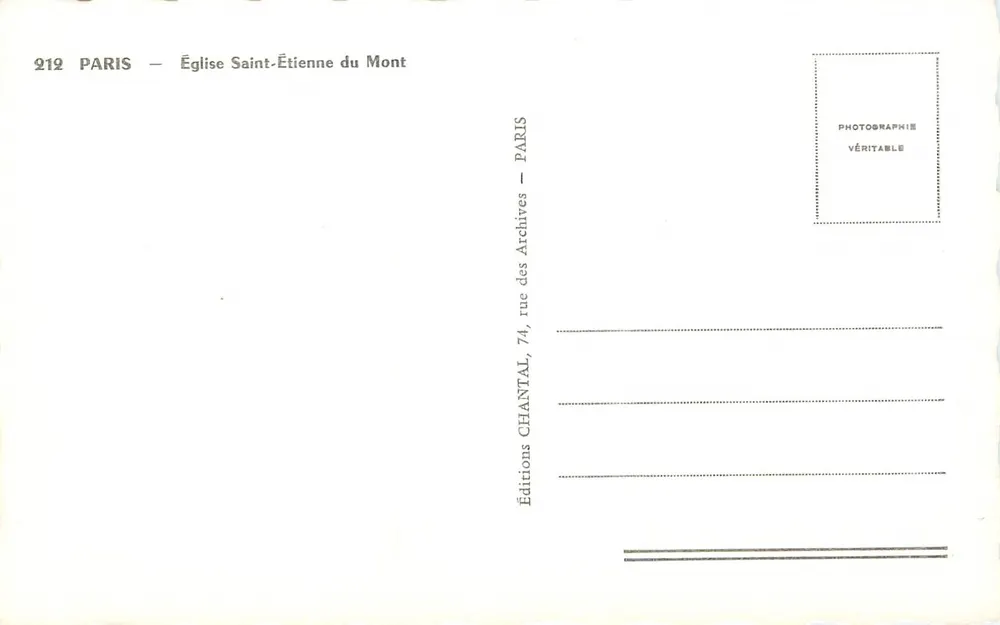 Church of Saint-Étienne du Mont — Paris — Éditions Chantal - Back