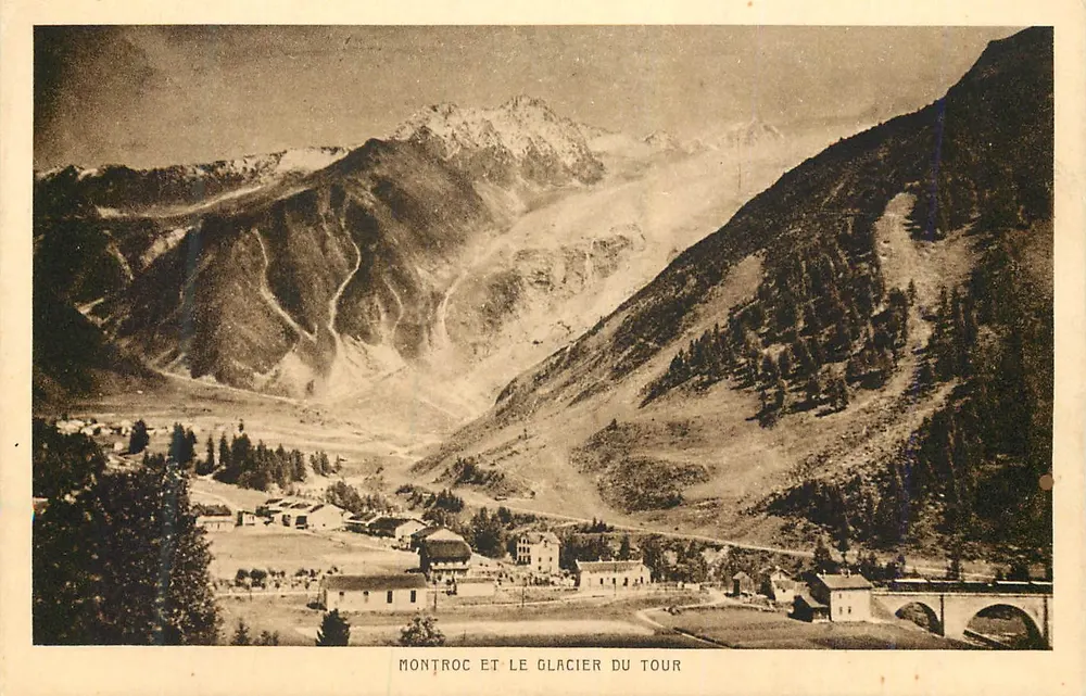 Montroc y el Glacier du Tour — vista panorámica — Braun & Cie, Mulhouse-Dornach - Anverso