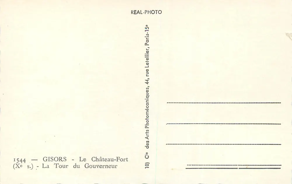 Gisors — Das Burgschloss — Die Turm des Gouverneurs — Cie des Arts Photomécaniques, Paris - Rückseite