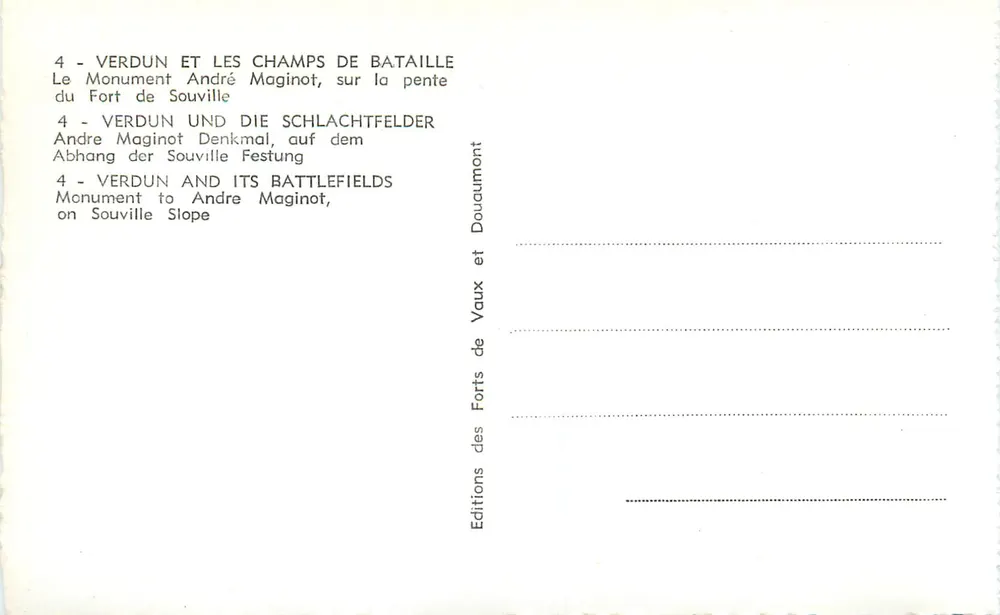 André Maginot Denkmal — Verdun und die Schlachtfelder — Editions des Forts de Vaux - Rückseite