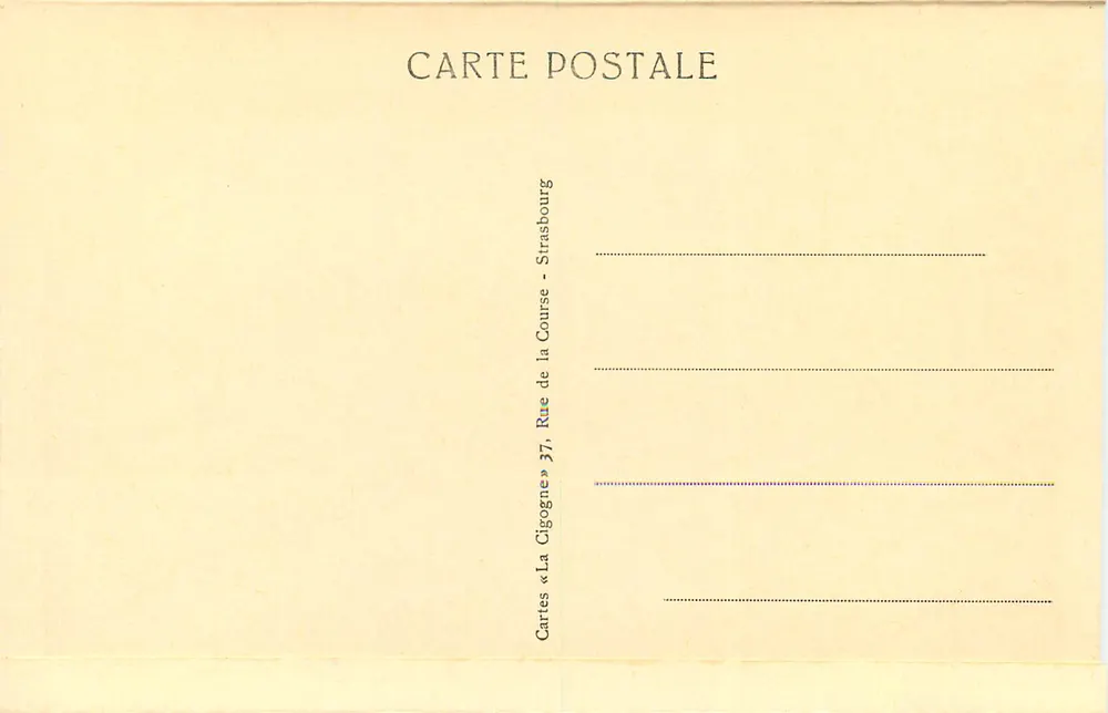 Strasbourg — Vue prise des ponts-couverts — Cartes « La Cigogne » - Verso