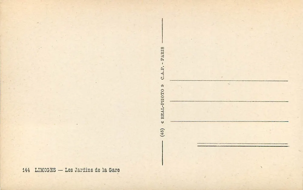 Limoges — Ogród Gare — C.A.P. - Paris - Rewers