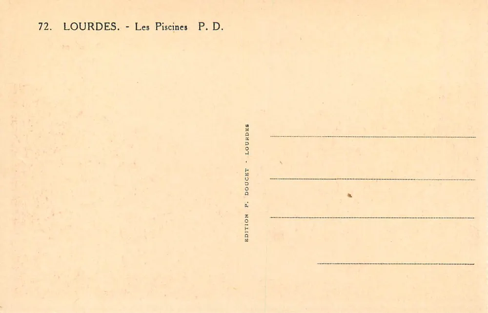 Lourdes — As Piscinas — Edição P. Doucet - Verso