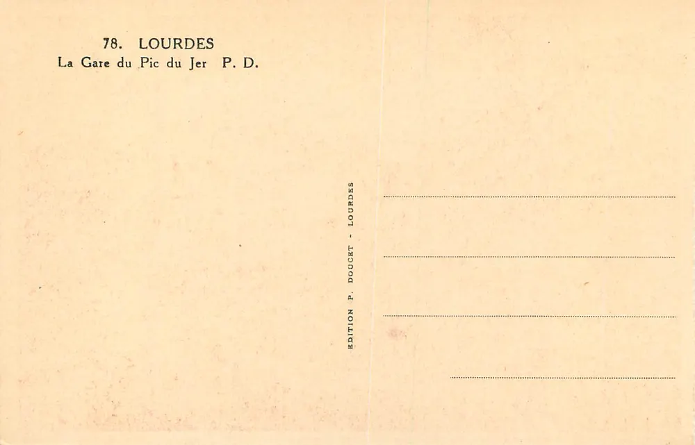 Lourdes — A Estação do Pic du Jer — Edição P. Doucet - Verso