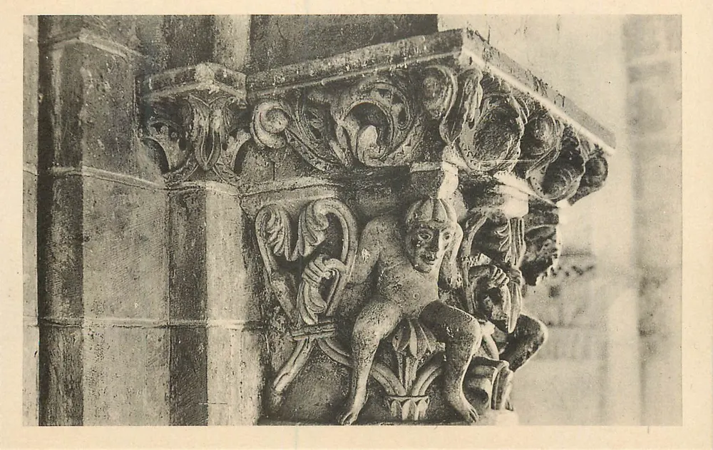 Kirche von Cunault — Säule II — Figuren Cariatiden — Ansichtskarte Nr. 23 - Vorderseite