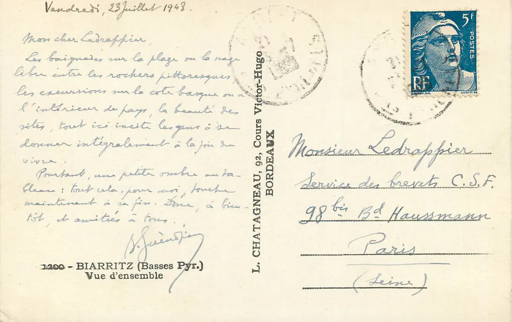 Biarritz — Widok ogółem — L. CHATAGNEAU, Cours Victor-Hugo, Bordeaux - Rewers