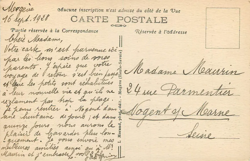 Mégeve - Wasserfall Belle-au-Bois — Haute-Savoie — Verlag L. Morand, n°35 - Rückseite