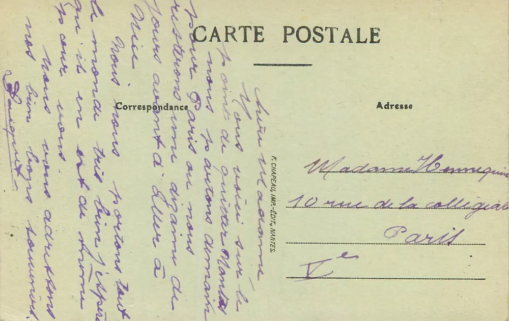 NANTES — Cours de la République et Statue de Cambronne — F. CAUPEAU, IMP.-ÉDIT. NANTES - Verso