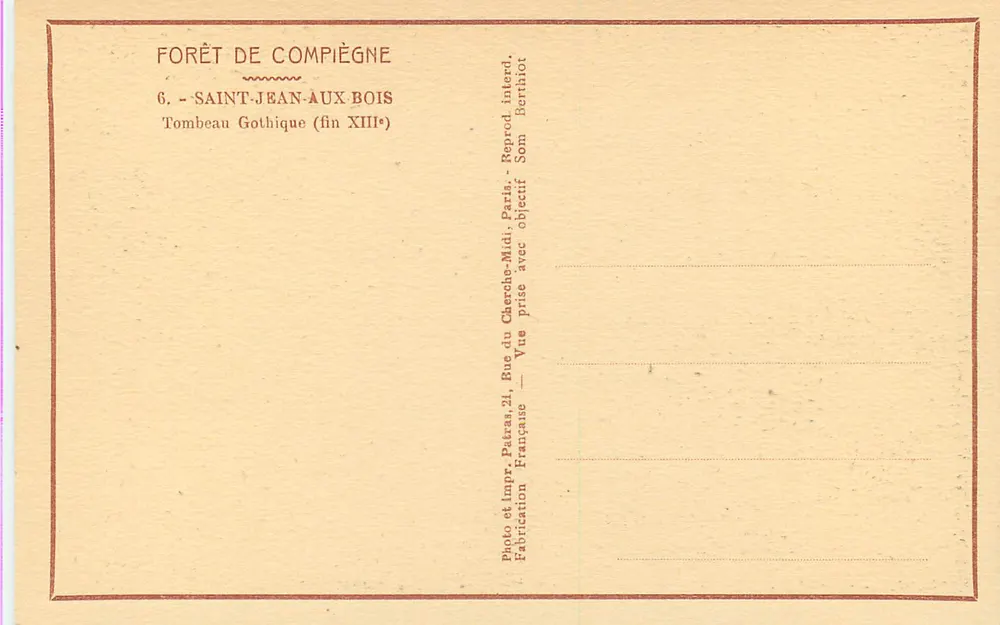Wald von Compiègne — Saint-Jean-aux-Bois — Gotisches Grabmal (Ende des 13. Jahrhunderts) - Rückseite