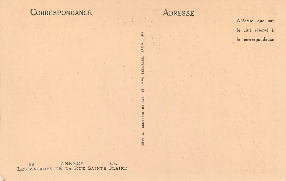 Les Arcades de la Rue Sainte Claire — Annecy — Éditeur LL - Verso